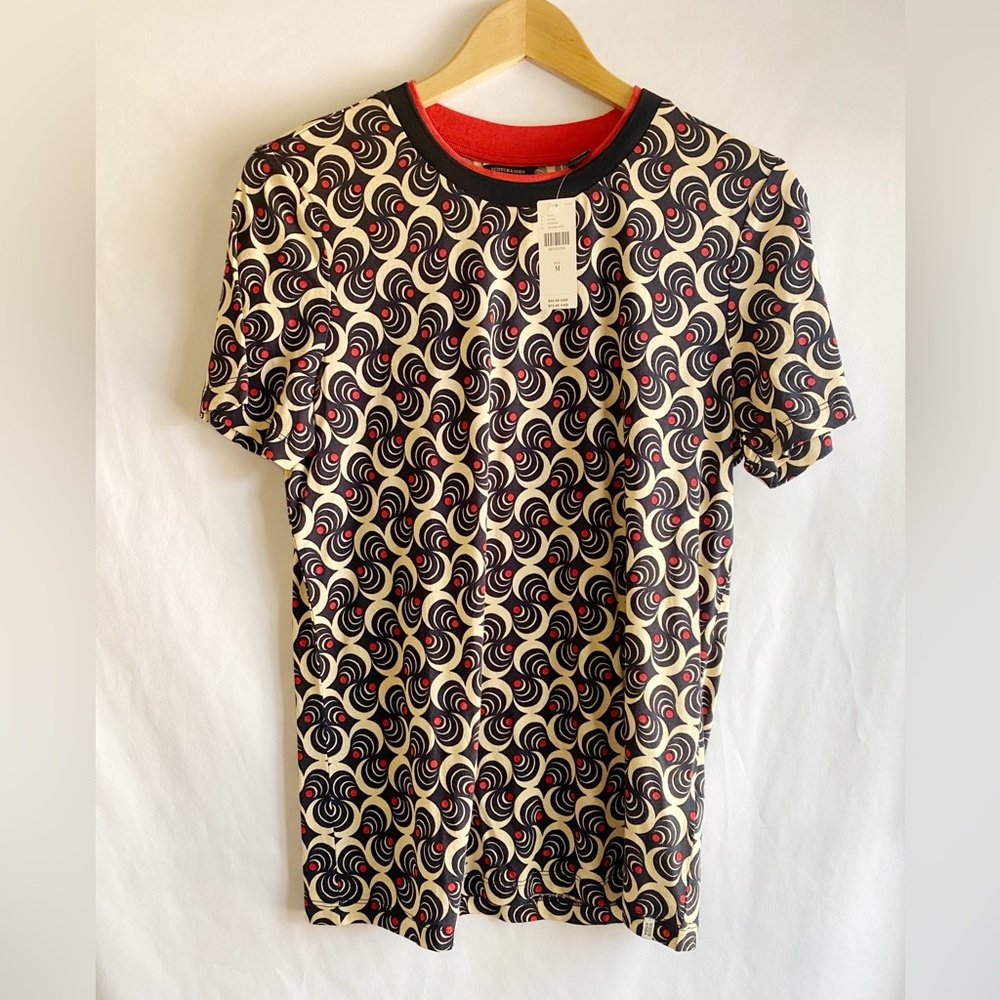 NWT Anthropologie SCOTCH & SODA Red, Blue, & Cream Tee. Medium. Graphic Print - Picture 3 of 9